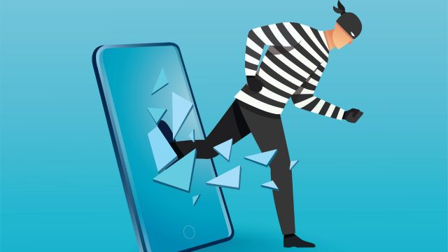 an illustration of a thief breaking out of a phone