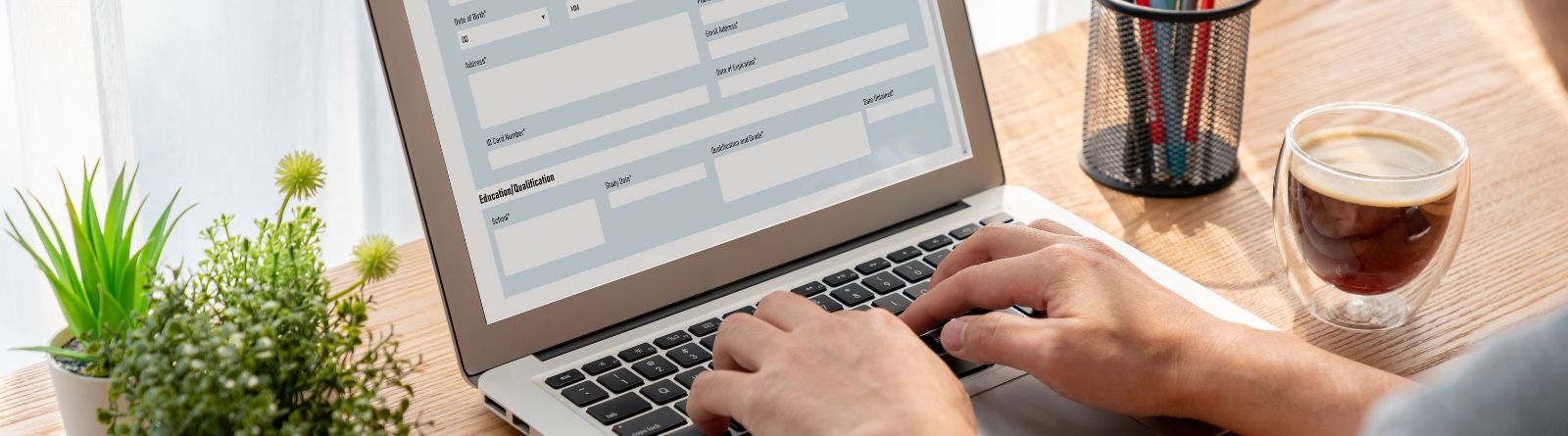 A man completing a form online